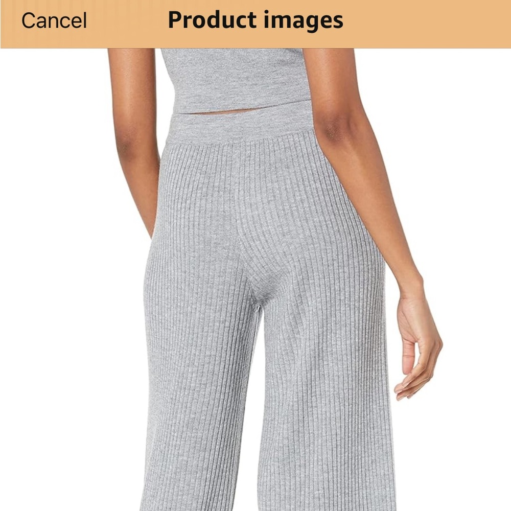 Chic Wide-Leg Ribbed Pants in Gray - Picture 3 of 3